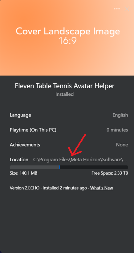 Install path in the details screen that can be clicked to copy to clipboard.
