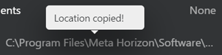 Confirmation message showing that the location was copied.